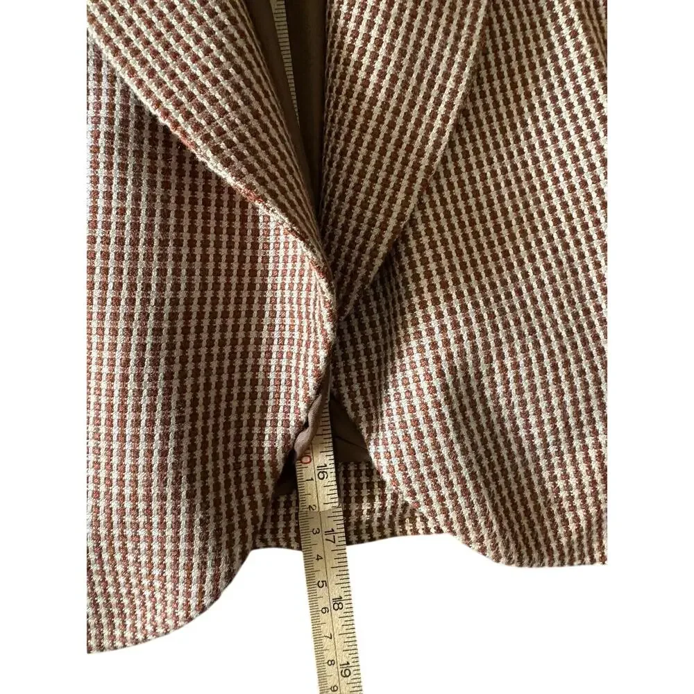 Christian Dior Vintage Cropped Houndstooth Blazer Made USA Rayon Wool Sz 2